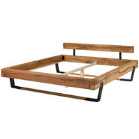 BALKENBETT 160x200 Wildeiche natur geölt OSLO #160 - Braun, Holz (160/200cm) - Massivmoebel24
