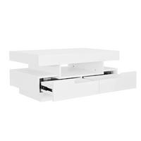 COUCHTISCH Hochglanz LED 4 Schubladen - Weiß, Holzwerkstoff (50/80/36cm) - LEBENLANG