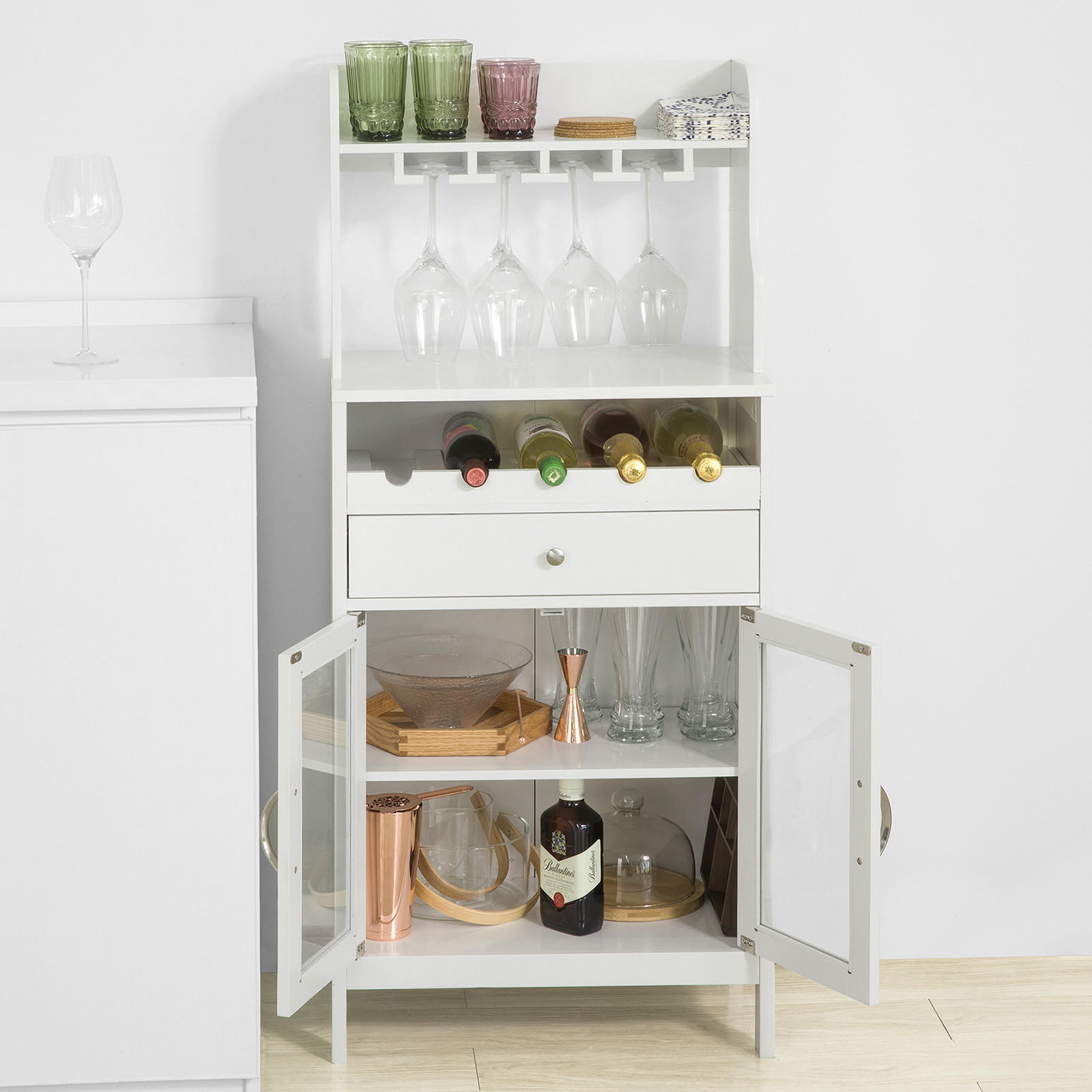 BARSCHRANK Weiß - Weiß, Holzwerkstoff (56/128/35cm) - SoBuy