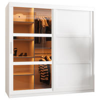 SCHWEBETÜRENSCHRANK 200/180/62 2-türig - Silberfarben/Weiß, Holz/Kunststoff (180/200/62cm) - Abiks Möbel