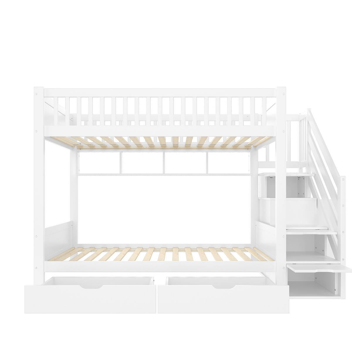 ETAGENBETT mit Schublade, Regal und Kleiderschrank Weiß - Weiß, Holz (90/200cm) - ComfortXL