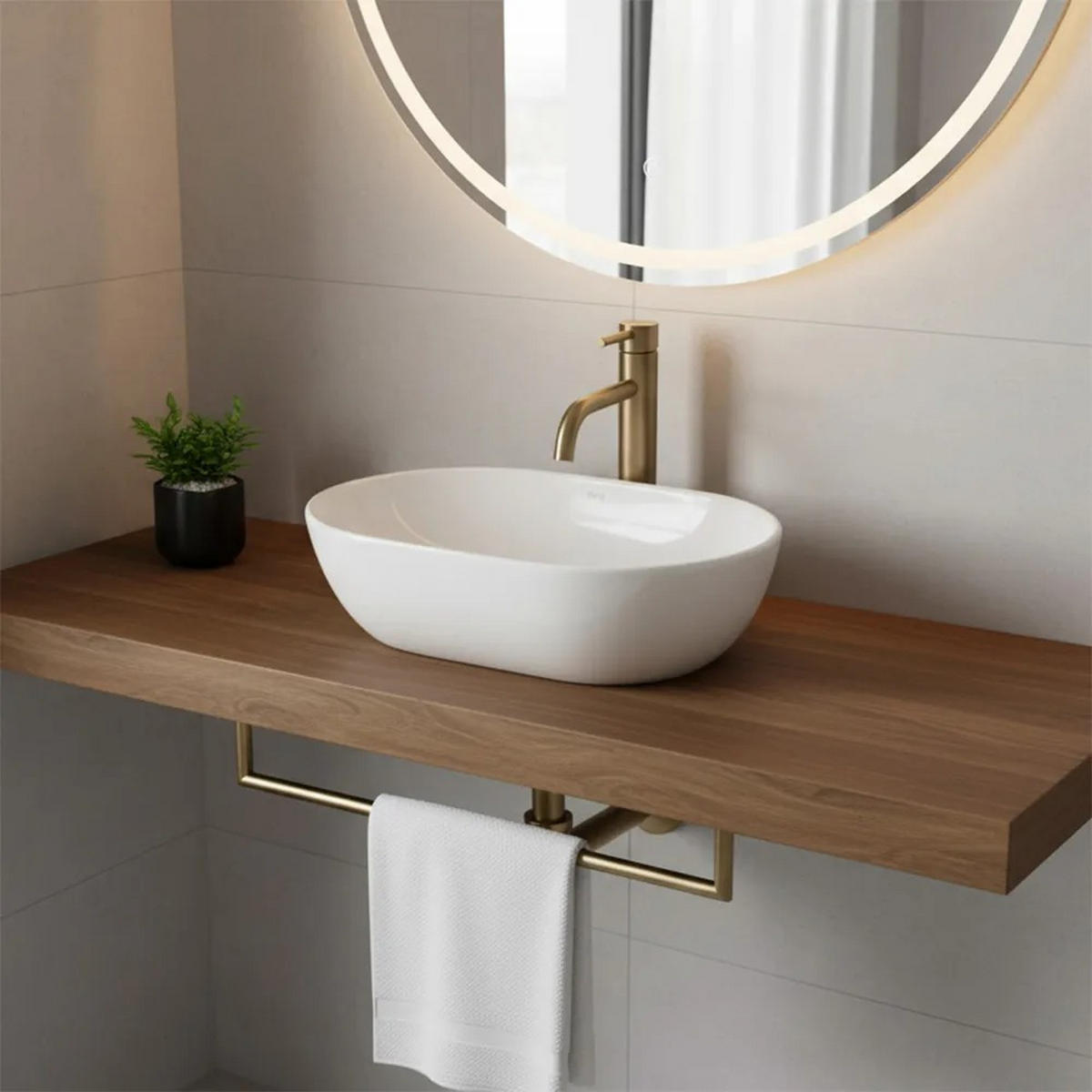 AUFSATZWASCHBECKEN Rea Amelia 45 - Weiß, Keramik (31/12.5/45cm) - REA