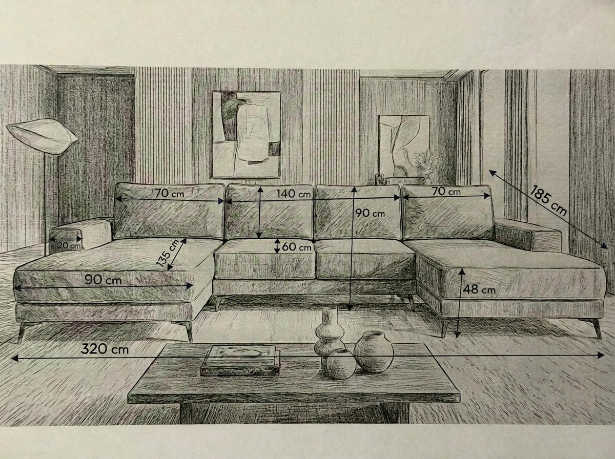 ECKSOFA VALTOR 320 cm x 185 cm – Stoff: ECO CAYENCE Espresso 1116 Farbe: Braun - Braun, Textil (320/185cm) - A&J MöbelLand