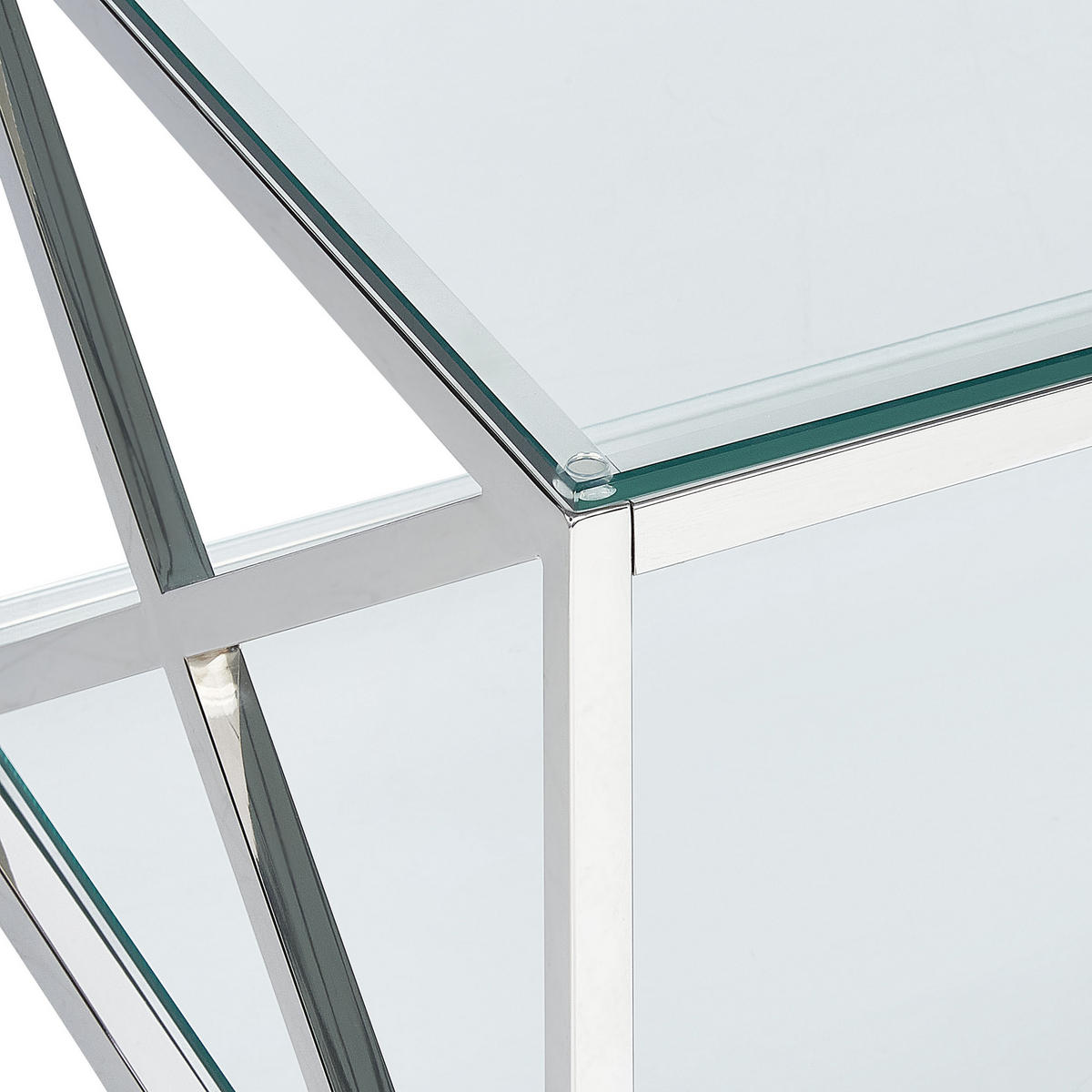 COUCHTISCH Glas silber rechteckig 60/120 cm Audet - Transparent/Silberfarben, Glas (60/120/40cm) - Beliani