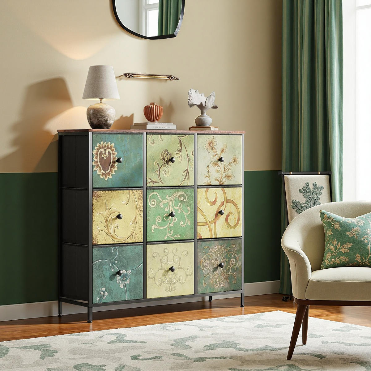 KOMMODE 9 Schubladen Metallrahmen Stauraum multicolor - Multicolor, Holz (30/86.5/100cm) - Fortuna Lai