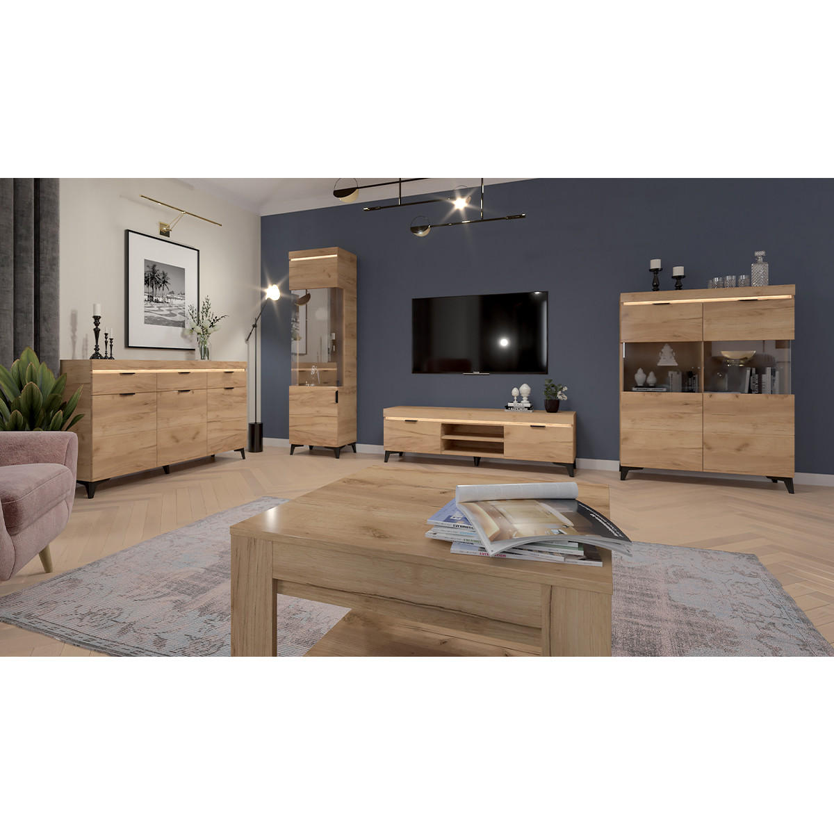 TV-MÖBEL Ruben Holz - Braun, Holzwerkstoff (157/48/40cm) - Petits-meubles