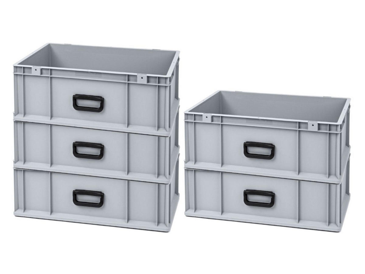 EUROBOX 5x Nextgen Portable Uno 22x40x60cm 44 Liter - Grau, Kunststoff (40/22/60cm) - PROREGAL