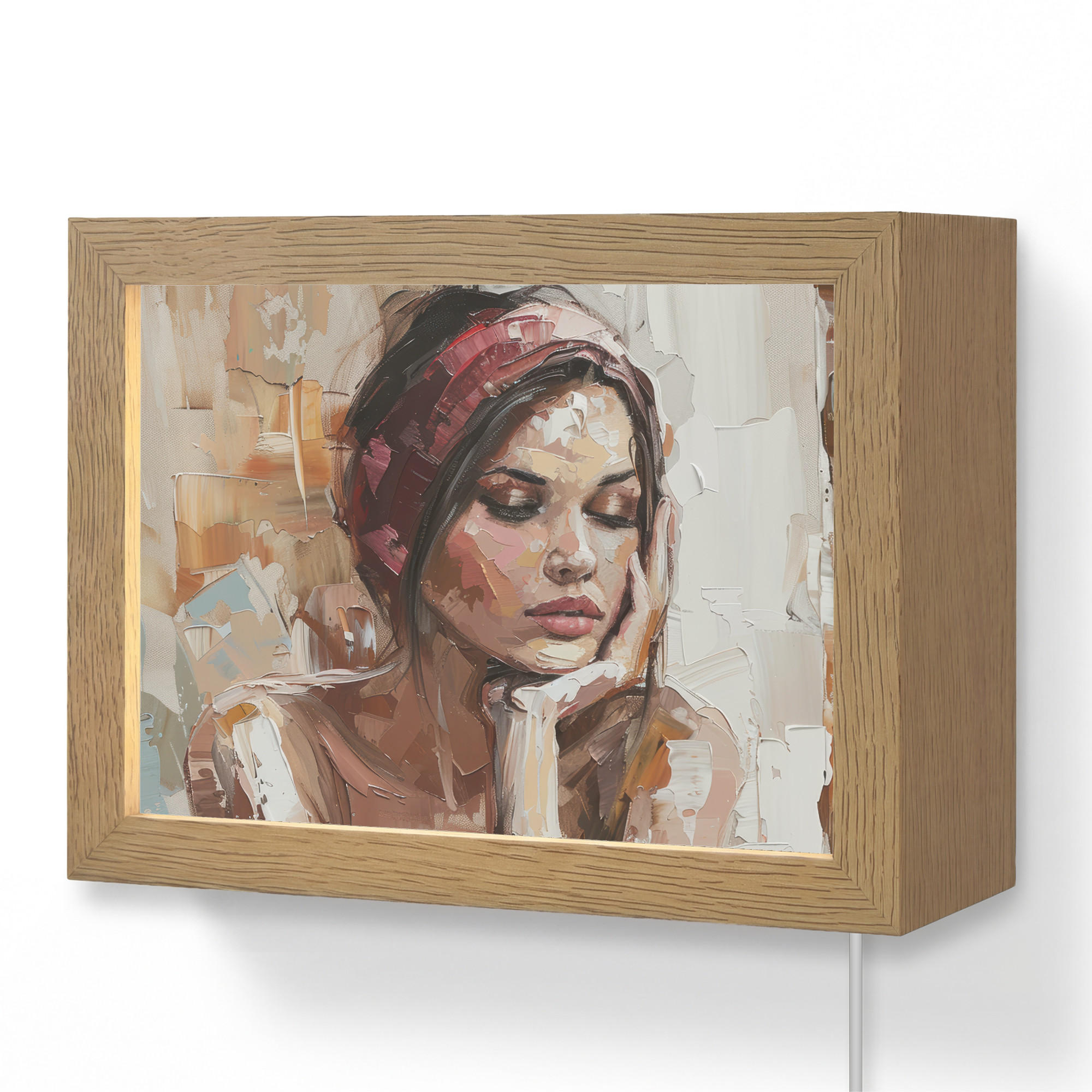 OnlyWow NÁSTĚNNÁ LAMPA Žena - vzhled malby - portrét - moderní 20x15 cm
