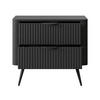 NACHTTISCH Vespasia 2S Schwarz 63,2/55,3/38 cm – Geriffelten Fronten - Schwarz, Holzwerkstoff/Metall (63.2/55.3/38cm) - AX Living