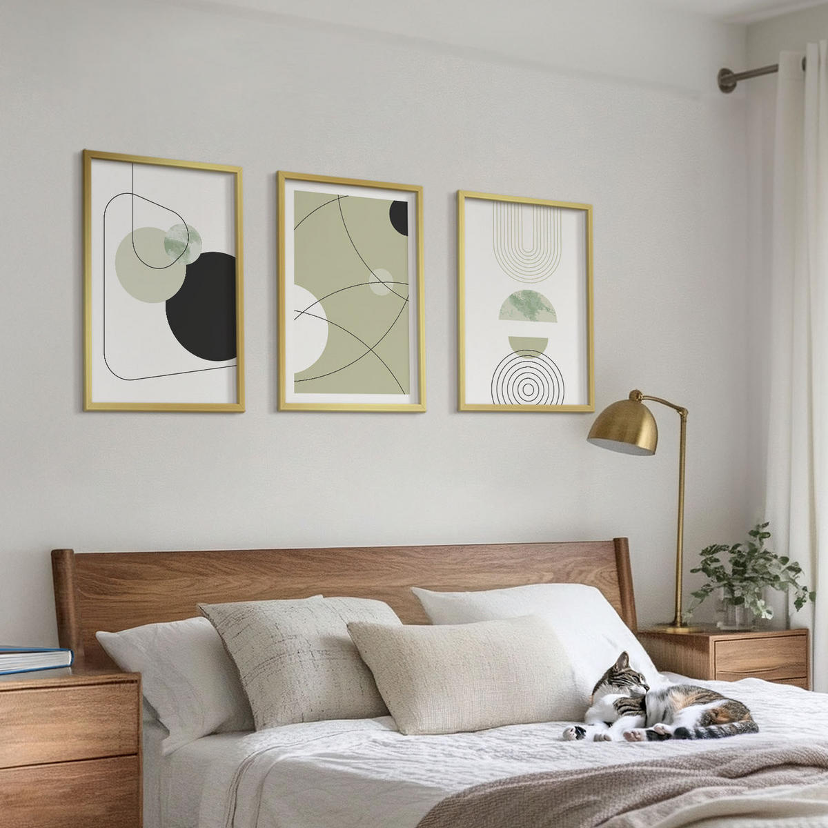 BILDER SET 3er Set - 40x60 cm Goldrahmen - Abstrakte Formen und Farben - Goldfarben, Kunststoff (40/60cm) - TULUP