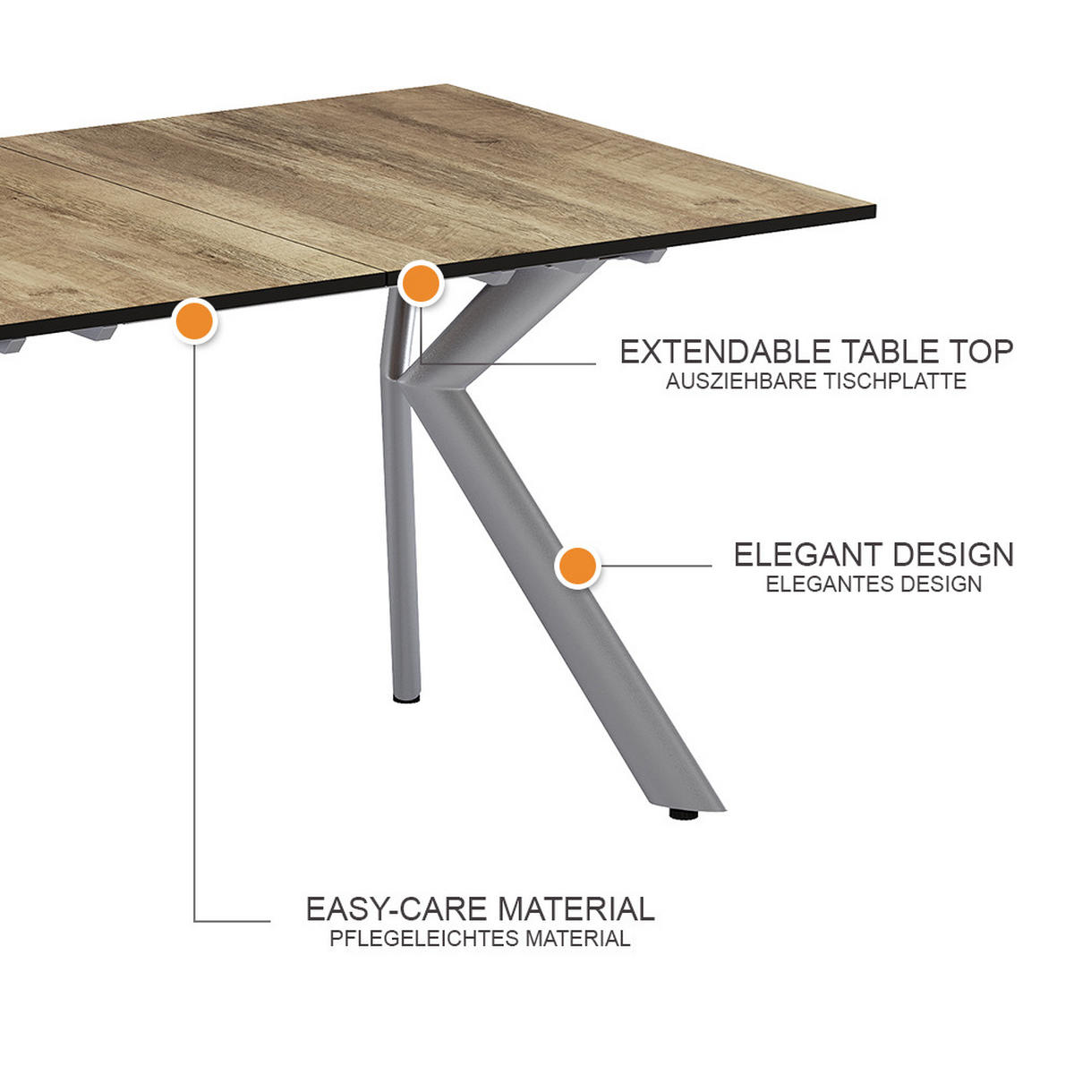 JÍDELNÍ STŮL Trill Rustikální dub/šedá - divoký dub, kompozitní dřevo (90/140/76cm) - Vicco