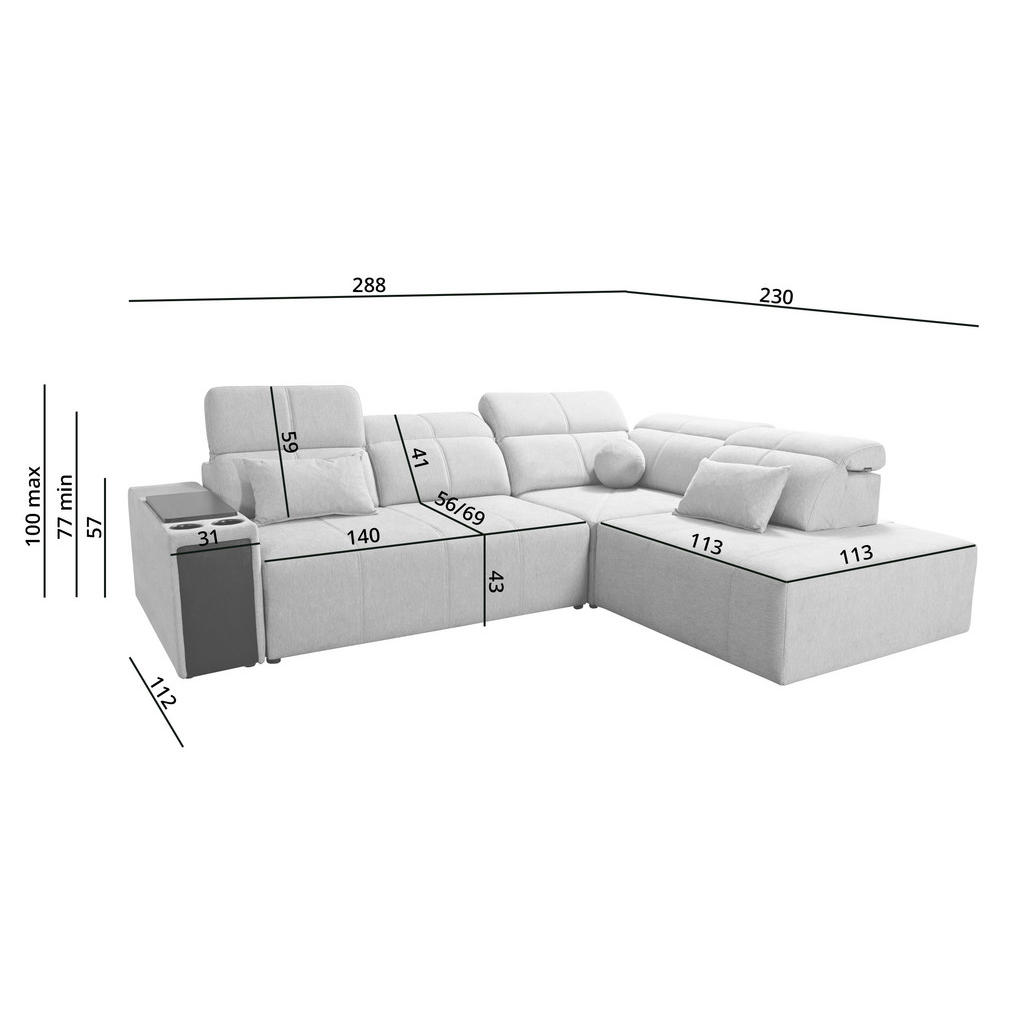Thumbnail - Kaiser Möbel Ecksofa, Dunkelgrün, Textil, 4-Sitzer, L-Form, Ottomane links, Ottomane rechts,L-Form, 288x230 cm, Reach, W...