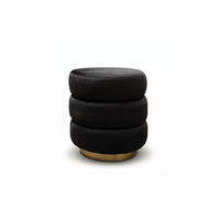 HOCKER LUCIA 38/38/42 cm Schwarz - Goldfarben/Schwarz, Textil/Metall (38/42/38cm) - Lookway