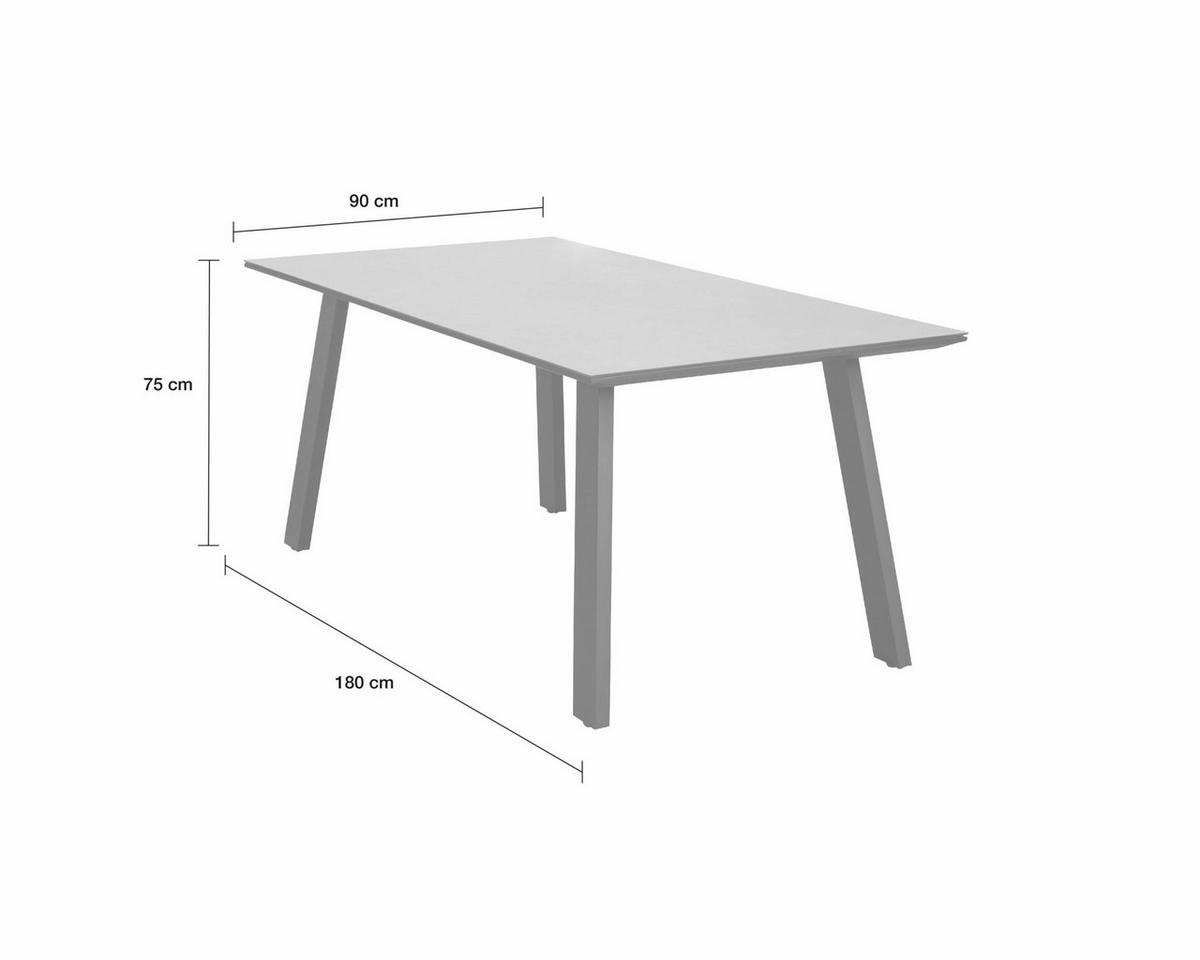 GARTENTISCH Denver 180x90x75cm, Glaskeramik, Grau - Grau, Keramik (90/180/75cm) - dasmöbelwerk