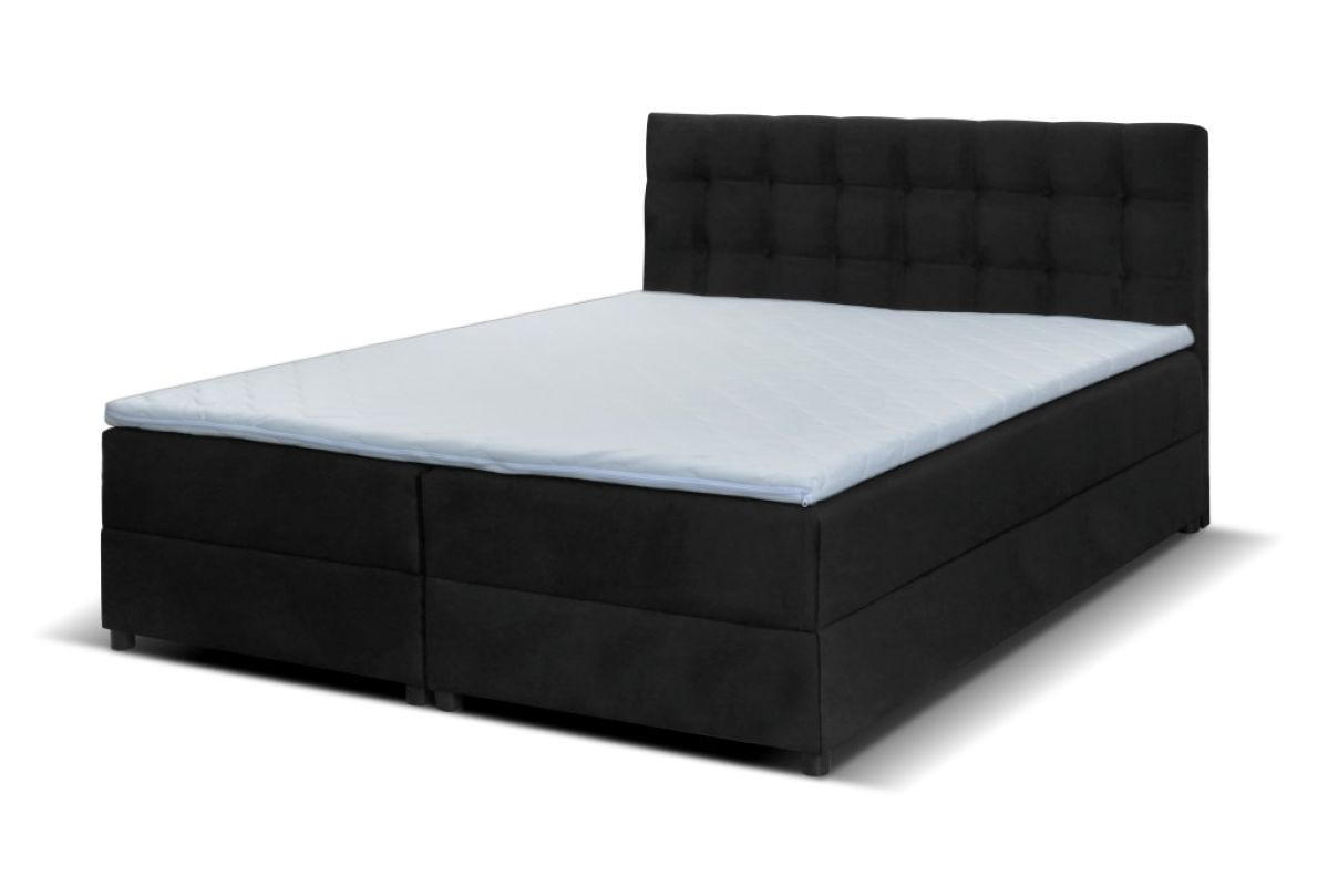BOXBETT Malmo 140x200 cm mit Topper, zwei Bettkästen und Matratze, schwarz - Schwarz, Kunststoff (140/200cm) - Margaret Hadas24