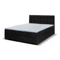 BOXBETT Malmo 200x200 cm mit Topper, zwei Bettkästen und Matratze, schwarz - Schwarz, Kunststoff (200/200cm) - Margaret Hadas24