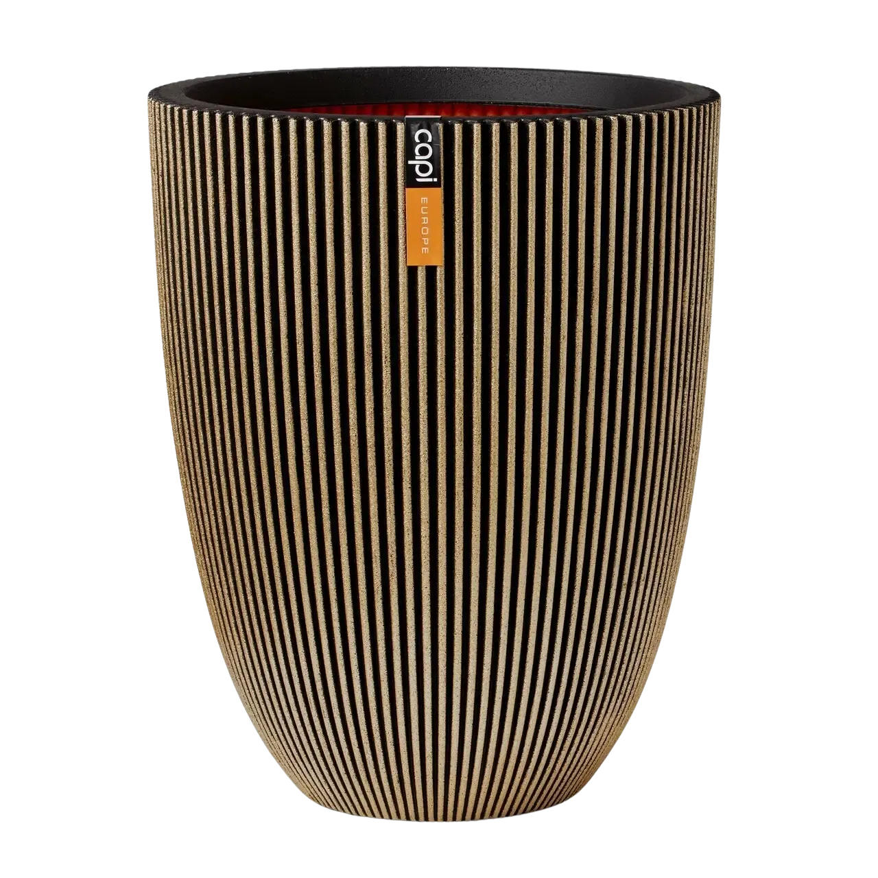BLUMENTOPF elegant niedrig Groove schwarz gold | 34x46 cm - Schwarz, Kunststoff (1/46/1cm) - aplanta