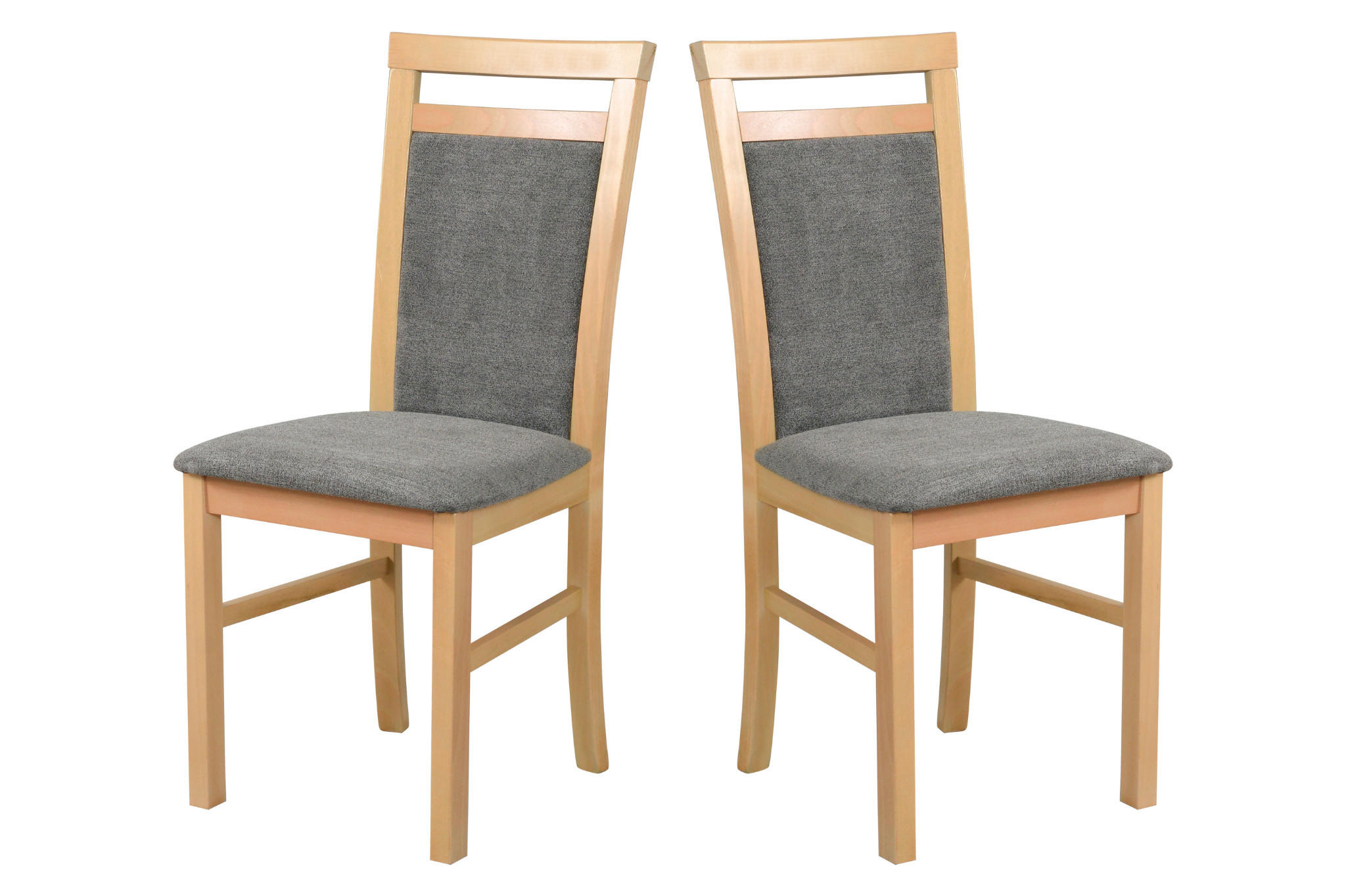 STUHL 2er Set MILANO 5 grandson - Beige/Titanfarben, Holz (43/93/40cm) - Leaf Design