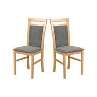 STUHL 2er Set MILANO 5 grandson - Beige/Titanfarben, Holz (43/93/40cm) - Leaf Design