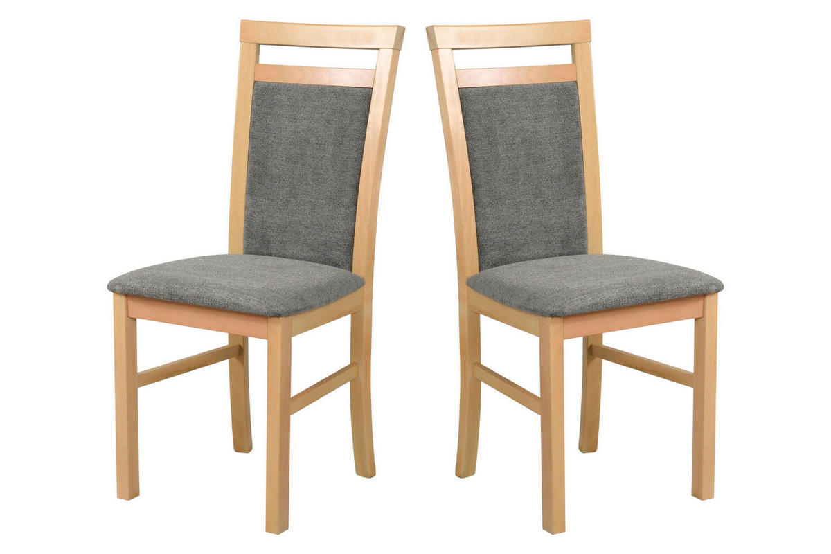 STUHL 2er Set MILANO 5 grandson - Beige/Titanfarben, Holz (43/93/40cm) - Leaf Design