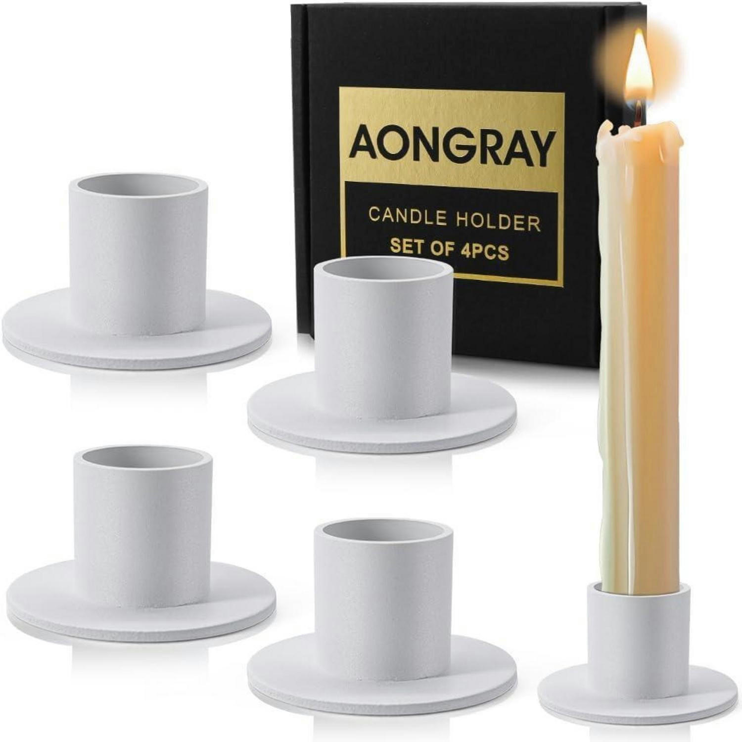 KERZENSTÄNDER 4-teiliges Set Weiß - Weiß, Metall (5/2.7/5cm)