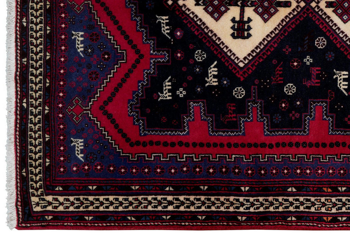 ORIENTTEPPICH handgeknüpft Afshar Blau 208/134 cm Schurwolle - Blau, Textil (134/208cm) - Looma