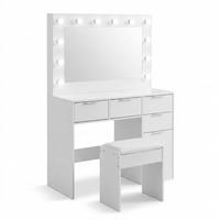 STOL Bijeli 2-dijelni-set LED ogledalo - bijela, drvni materijal (105/140/40cm) - Relaxdays