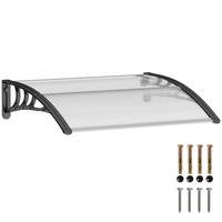 VORDACH DE-13918 Polycarbonat/Aluminium 100/75 cm, UV-Schutz Transparent - Schwarz, Kunststoff (75/23/100cm) - ComfortXL