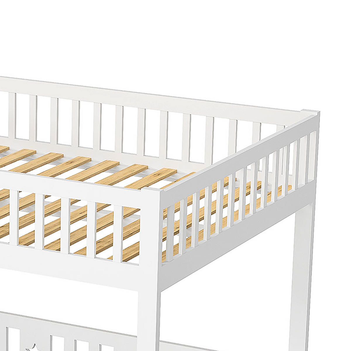 HOCHBETT Modern mit Stauraumtreppe & Kleiderstange 140/200 cm Kiefer-Massivholz Weiß - Weiß, Holz (140/200cm) - Creahappy