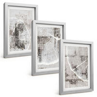 BILDER SET 3er Set - 20x30 cm Silberner Rahmen - Graue Holzmaserungsmuster - Silberfarben, Kunststoff (20/30cm) - TULUP
