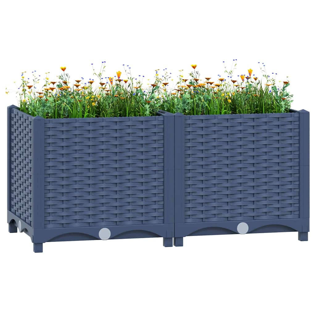 HOCHBEET 80x40x38 cm Polypropylen - Grau, Kunststoff (80/38/40cm)