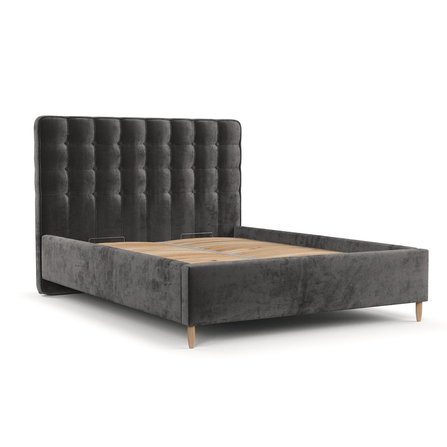 POLSTERBETT Paloma 180/200 cm Anthrazit im Lotta Stoff - Anthrazit/Naturfarben, Holz/Holzwerkstoff (180/200cm) - AltaBeds