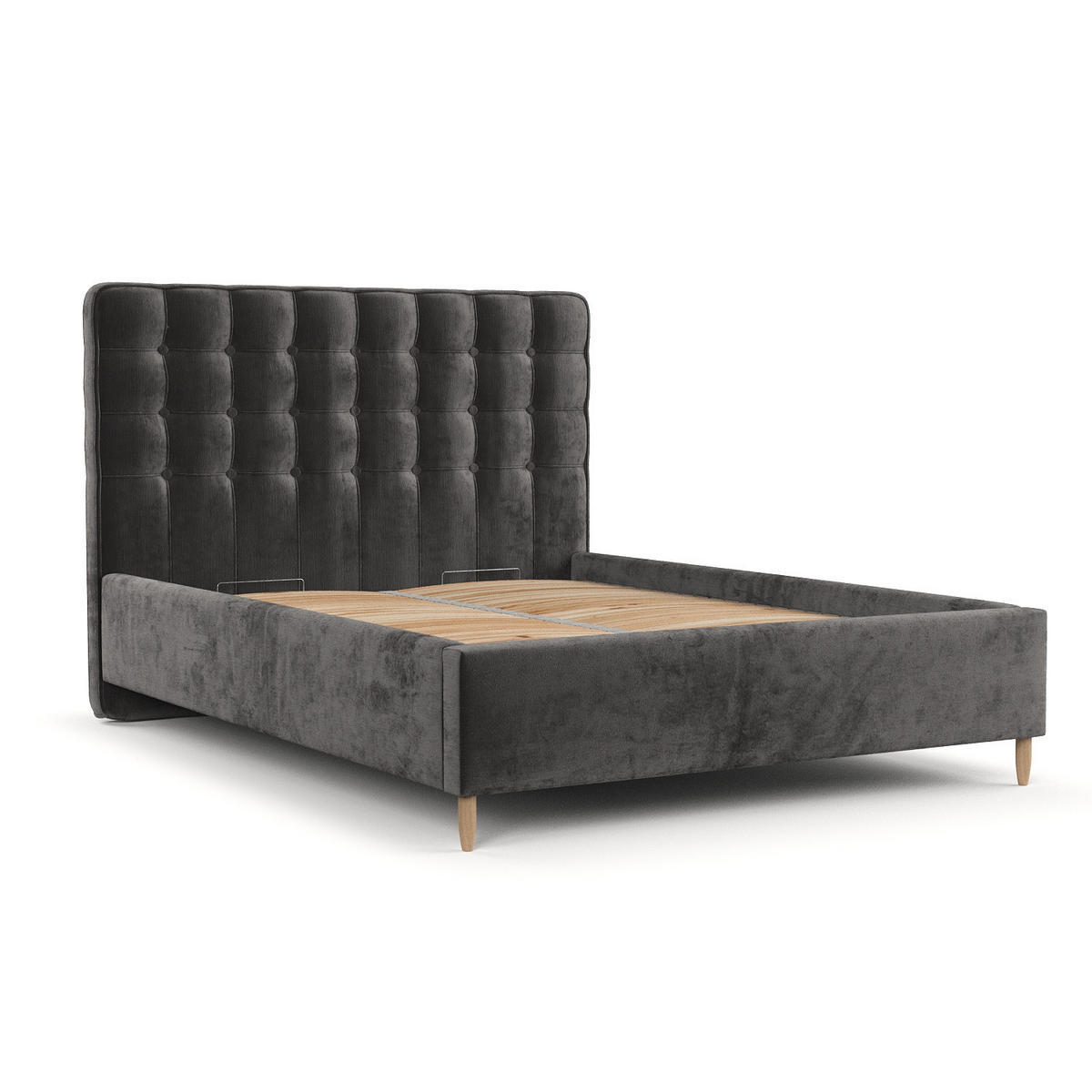 POLSTERBETT Paloma 180/200 cm Anthrazit im Lotta Stoff - Anthrazit/Naturfarben, Holz/Holzwerkstoff (180/200cm) - AltaBeds