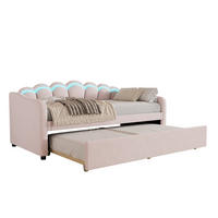 BETT 90/200 cm Rosa aus Samt mit Bett und LED-Beleuchtung - Rosa, Textil (90/200cm) - OKMYHOME