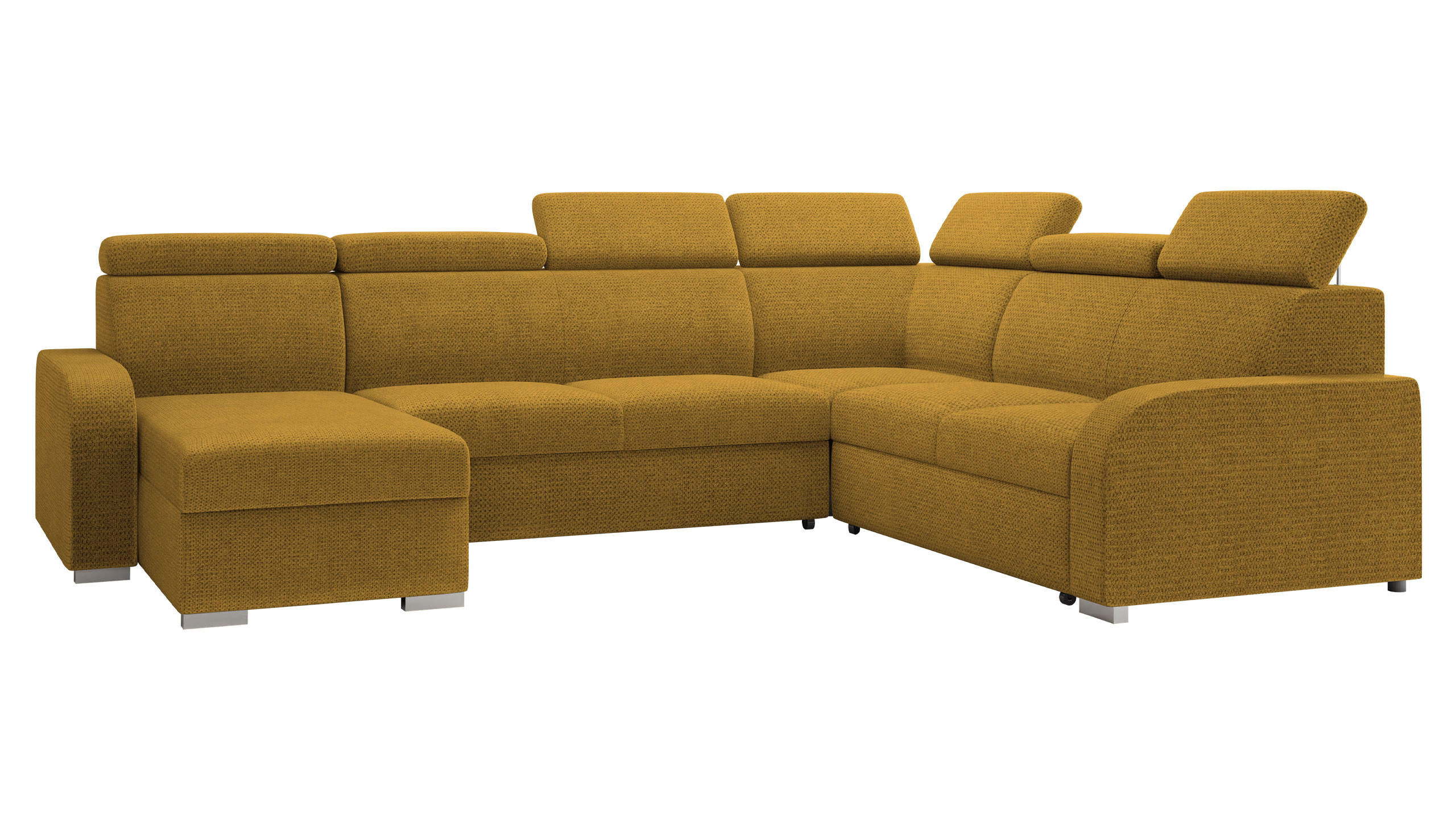 WOHNLANDSCHAFT Oslo 2rR2pLC - Gelb/Silberfarben, Holz/Kunststoff (315/85/250cm) - MIRJAN24