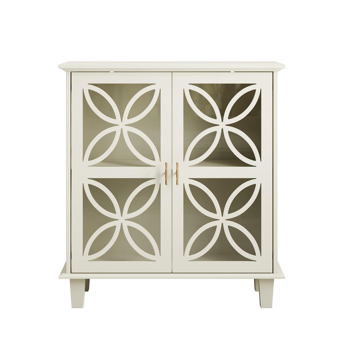 SIDEBOARD mit Hartglastüren, verstellbaren Einlegeböden und Stauraum, Creme - Creme, Holzwerkstoff (80/87/38cm) - Redom