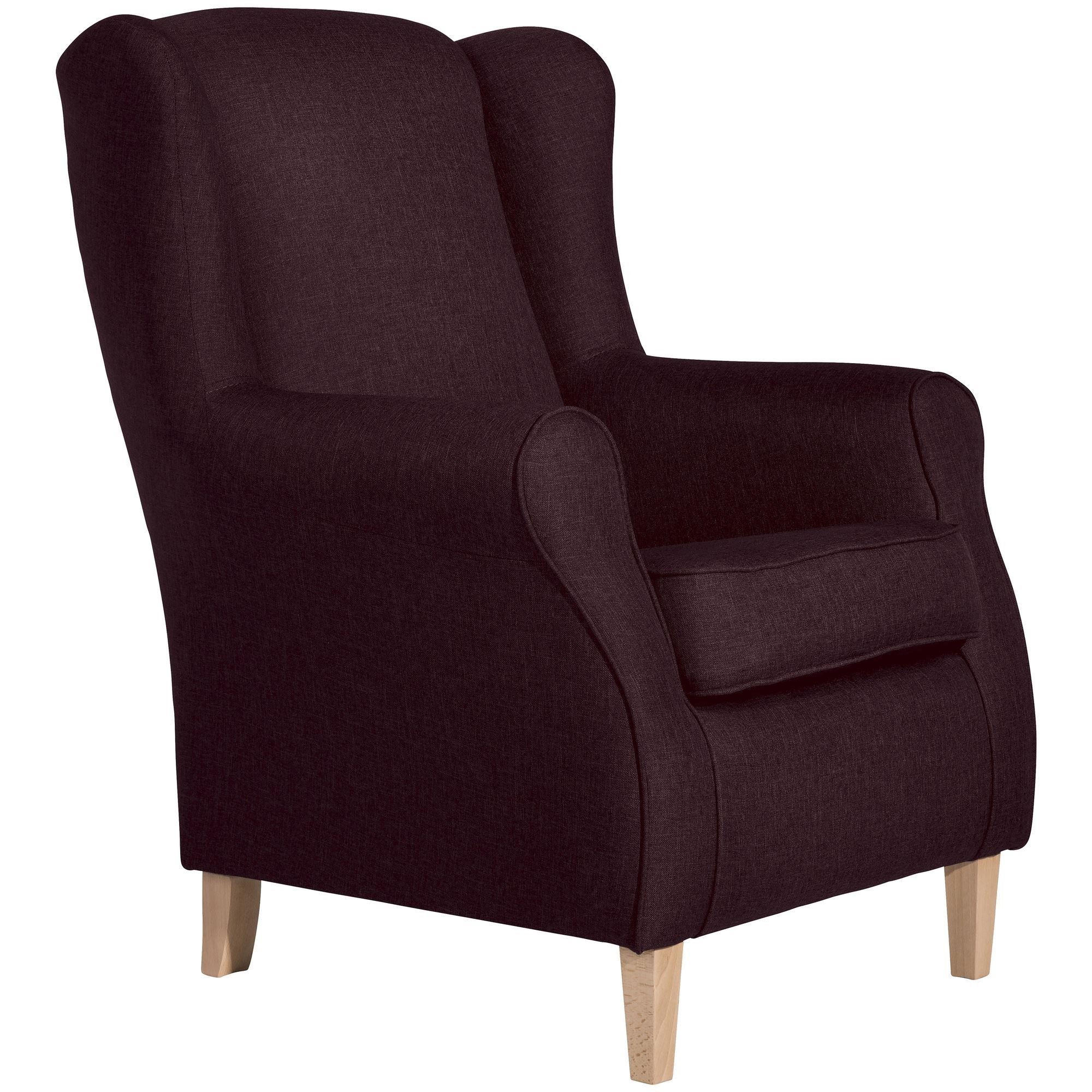OHRENSESSEL Karlen Bezug Flachgewebe Buche natur / burgund - Brombeere/Buchefarben, Kunststoff (86/103/77cm) - 58aufmkessel