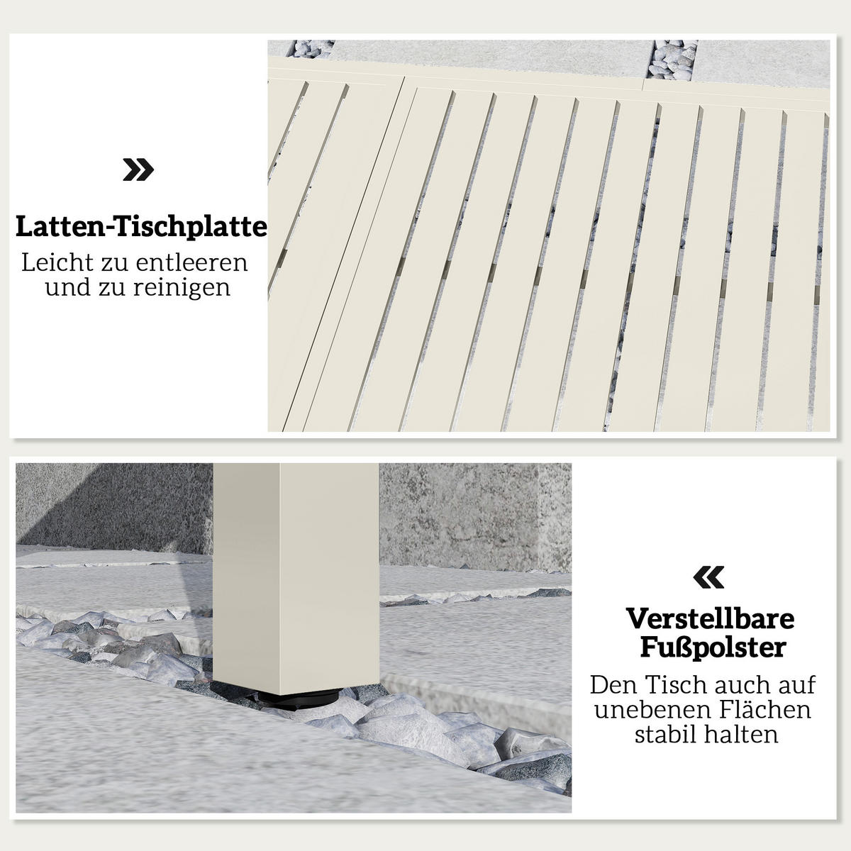 GARTENTISCH ausziehbar aus Aluminium, Weiß - Weiß, Metall (225/85/75cm) - Outsunny