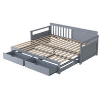 TAGESBETT 90/180x190 Kiefer Ausziehbett Schubladen Grau - Grau, Holzwerkstoff - FLIEKS