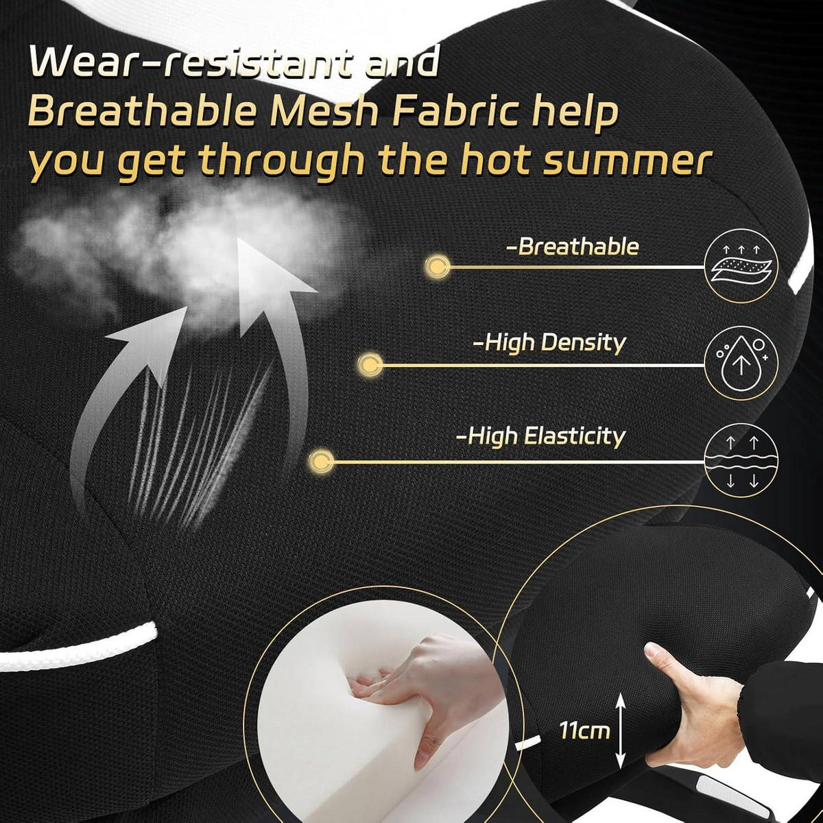 GAMINGSTUHL Stoff Stoff Kühl im Sommer Ergonomischer, 150 kg Belastbarkeit - Schwarz/Weiß, Kunststoff/Textil (70/128/70cm) - Woltu