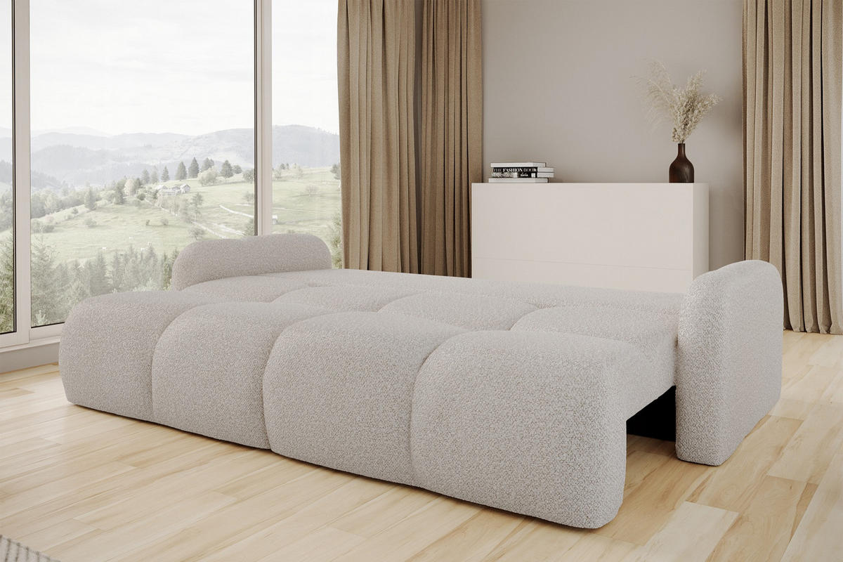 SOFA Potto mit ausziehbarer Ottomane Creme - Creme, Kunststoff/Textil (232/90/110cm) - Selsey