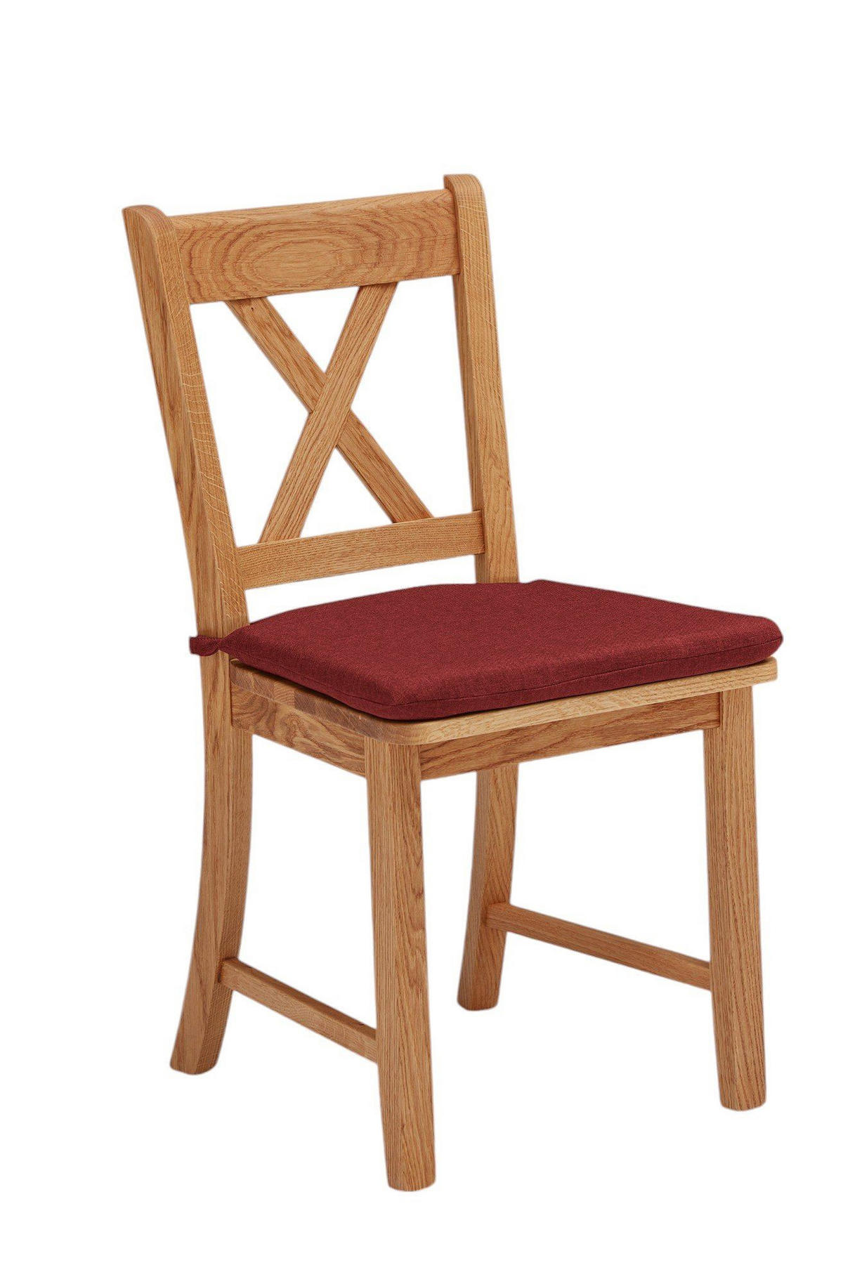 ECKBANKGRUPPE im Landhausstil Damaris Massivholz Wildeiche/Weinrot - Wildeiche/Rot, Holz (179/1/139cm) - 58aufmkessel