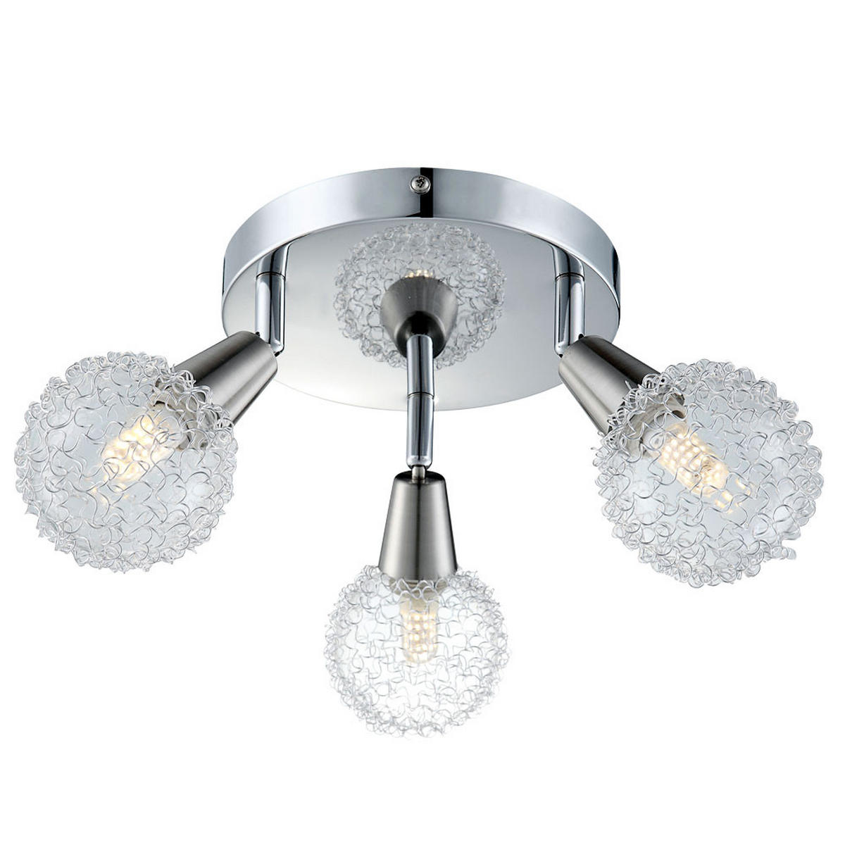 LED DECKENLEUCHTE Chrom Silber Geflecht - Silberfarben, Metall (18/18/20cm) - Globo Lighting