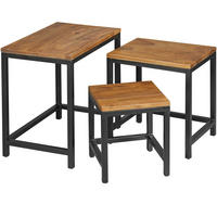 BEISTELLTISCH Set – 3-teilig Massivholz Metallbeine Braun - Schwarz/Braun, Holz/Metall (45/30/45cm) - KADIMA DESIGN