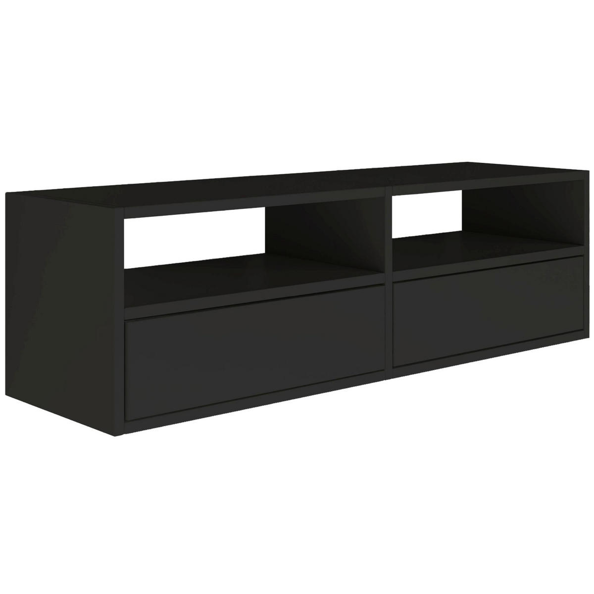 TV-LOWBOARD Framme hängend, 2 Klappen und Ablagen, Schwarz, 100/30/30 cm - Schwarz, Holzwerkstoff (100.6/30/30cm) - Selsey