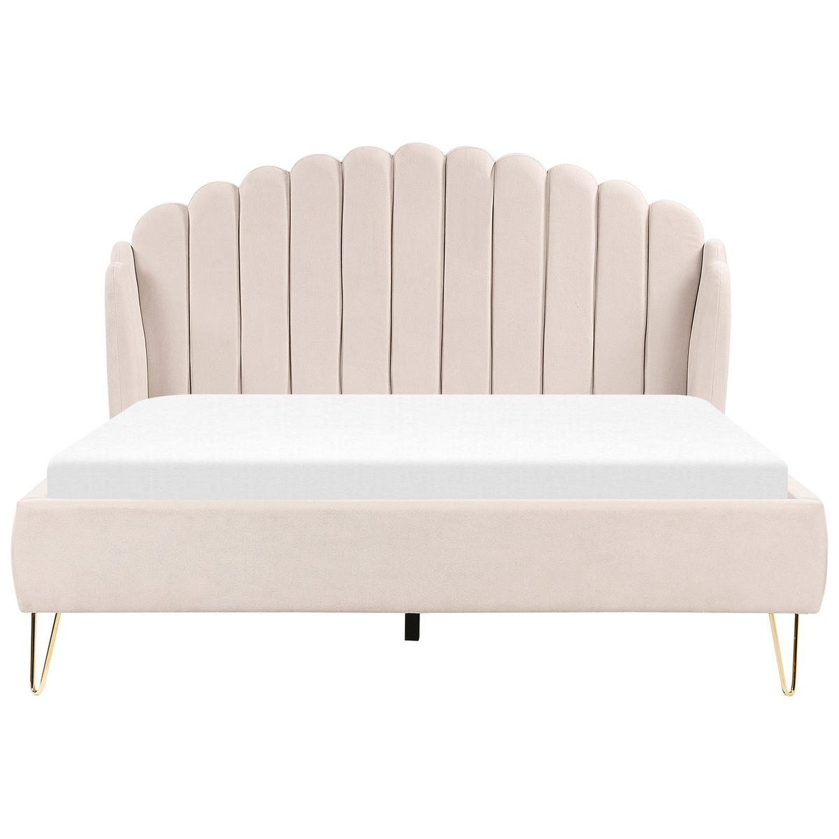 POLSTERBETT 160/200 cm Helles Beige Ambillou - Beige, Textil (160/200cm) - Beliani