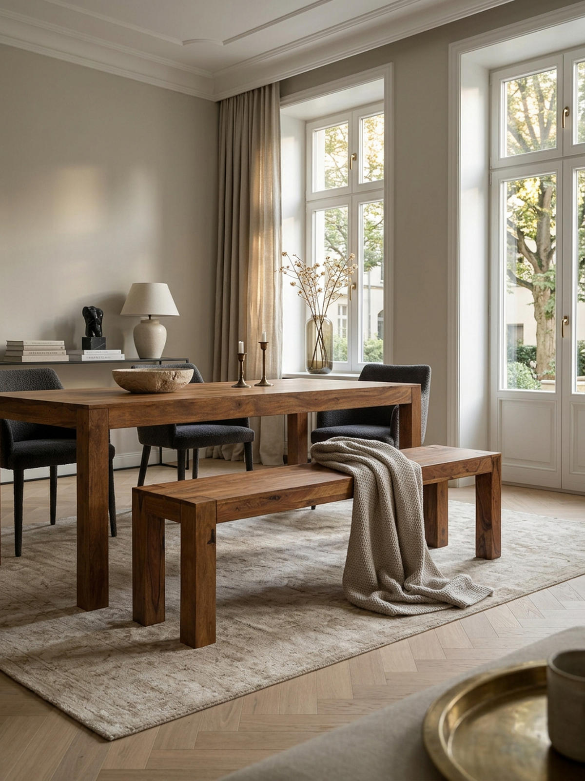 SITZBANK Massivholz Landhausstil handgefertigt, Braun 180x35x45 cm - Braun, Holz (180/45/35cm) - KADIMA DESIGN