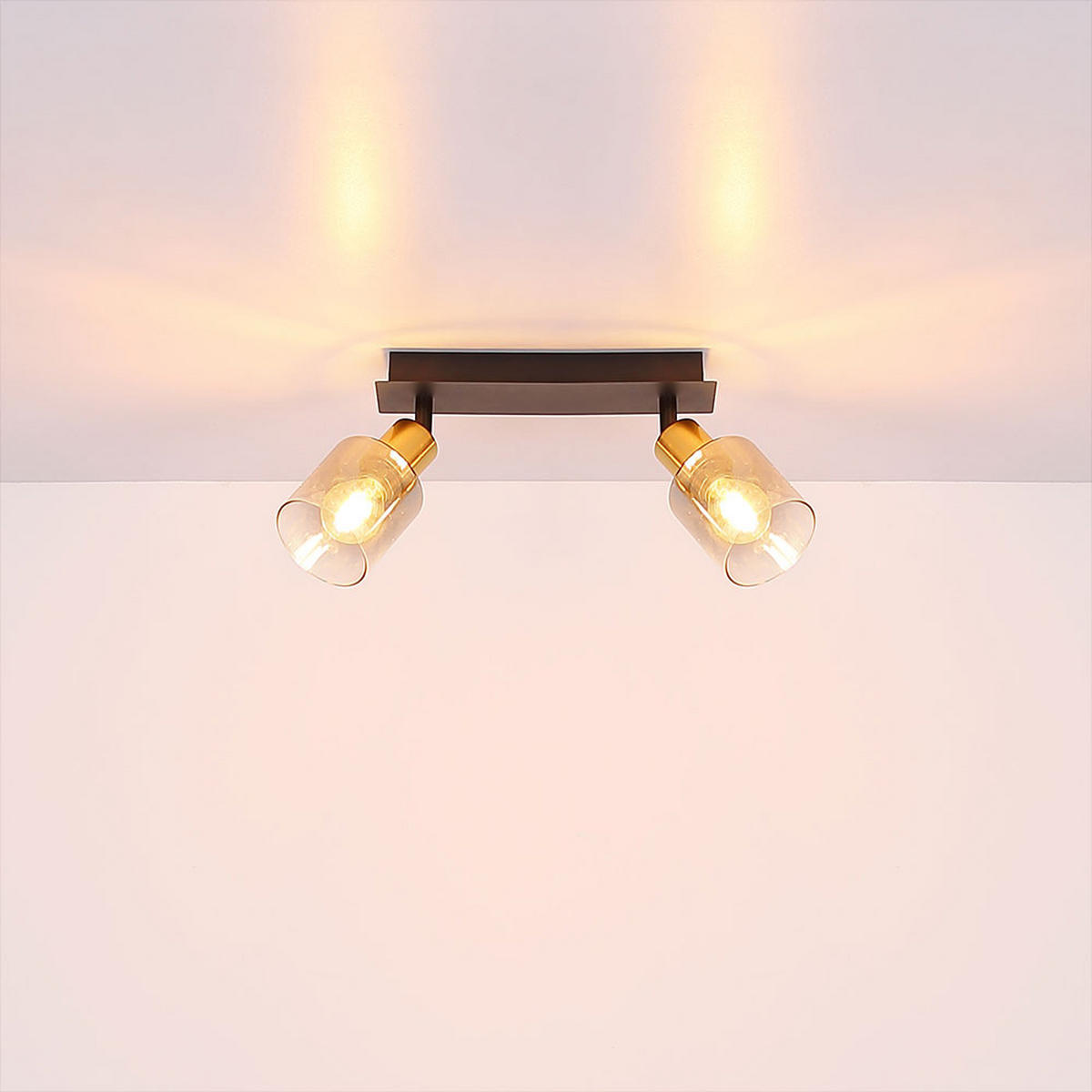 DECKENLEUCHTE Metall Schwarz Gold - Schwarz, Glas (25/8/18.2cm) - Globo Lighting