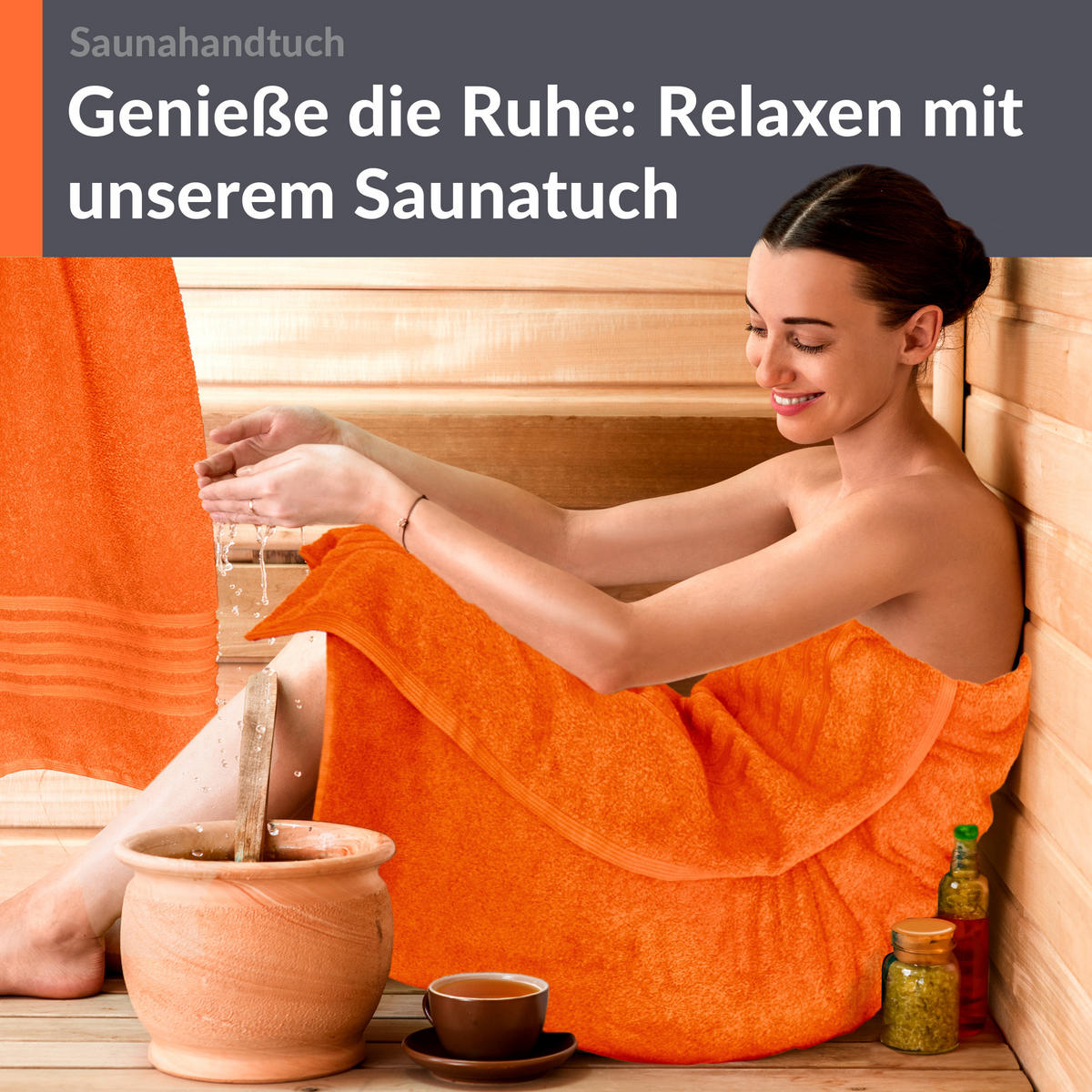 SAUNATUCH 80x200 cm 2er Set London Clementinen Orange - Orange, Textil (80/200cm) - Lashuma