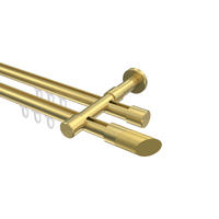 INNENLAUF-GARDINENSTANGEN-SET Prestige Verano 240 cm (geteilt in 2 x 120 cm), 2-läufig, 20 mm Ø Messing-Optik - Messingfarben/Goldfarben, Metall (240cm) - INTERDECO